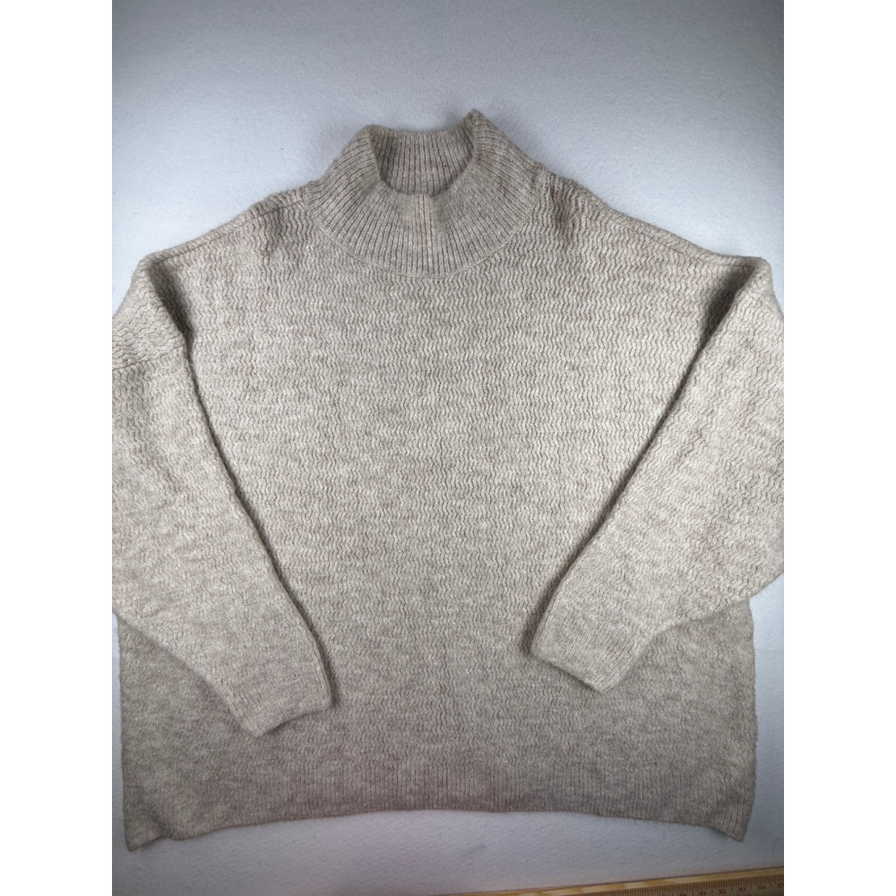 Topshop Tan Mock Neck Textured Knit Pullover Sweater Large